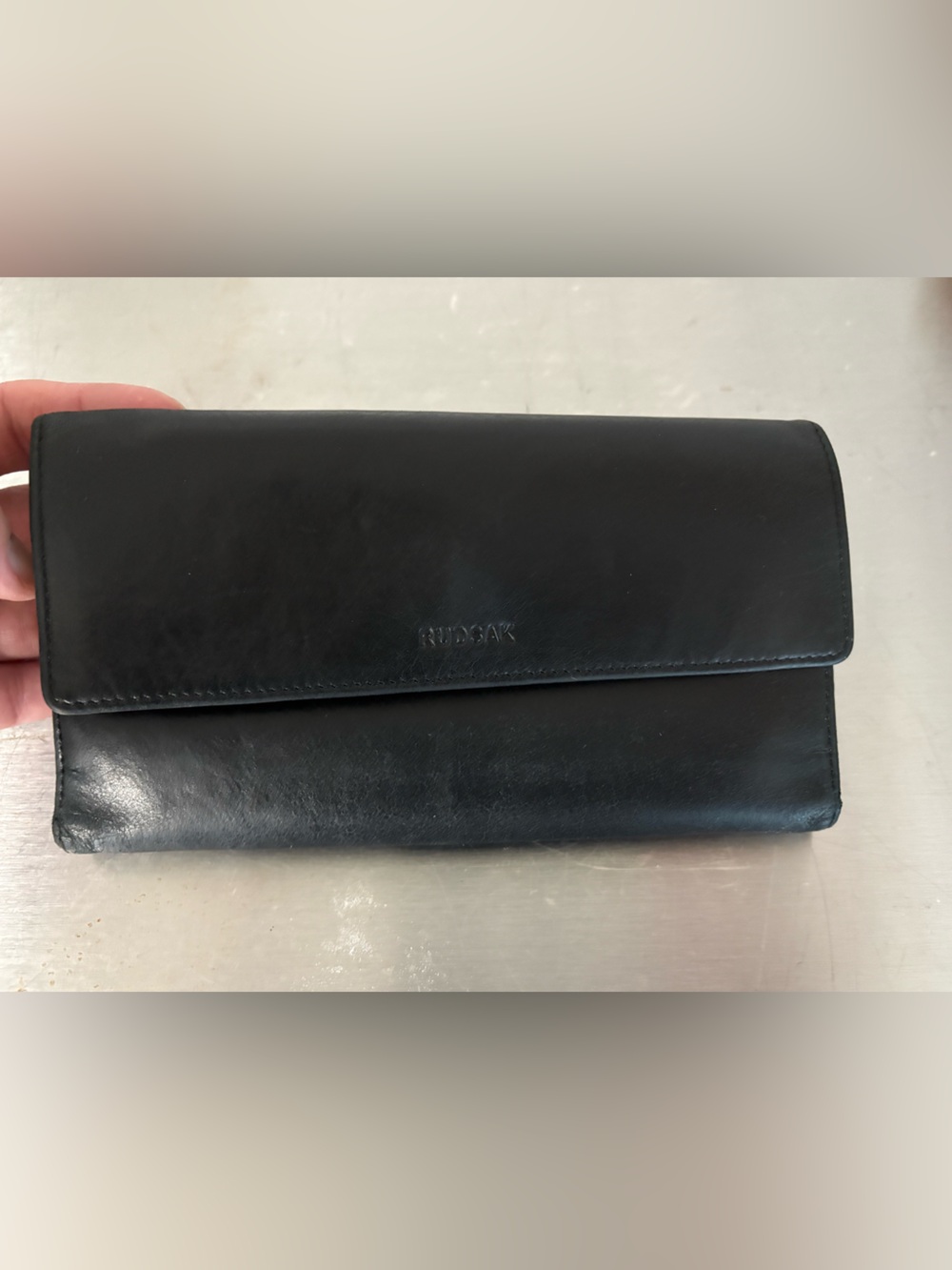 RUDSACK black real leather wallet billfold purse excellent condition